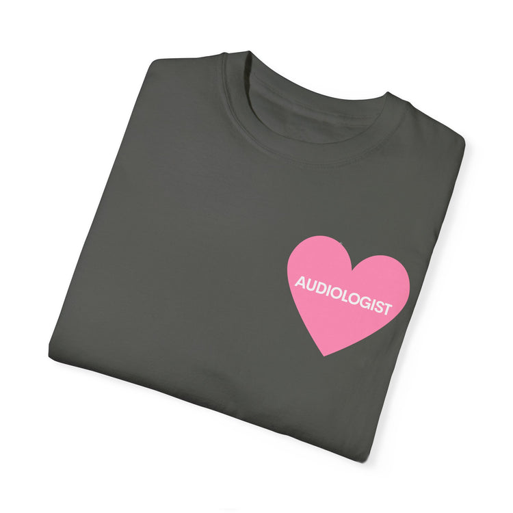 simple pink heart audiology comfort colors tee