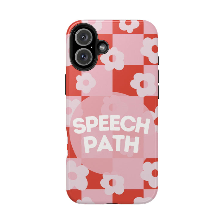 speech path red retro flower iPhone case