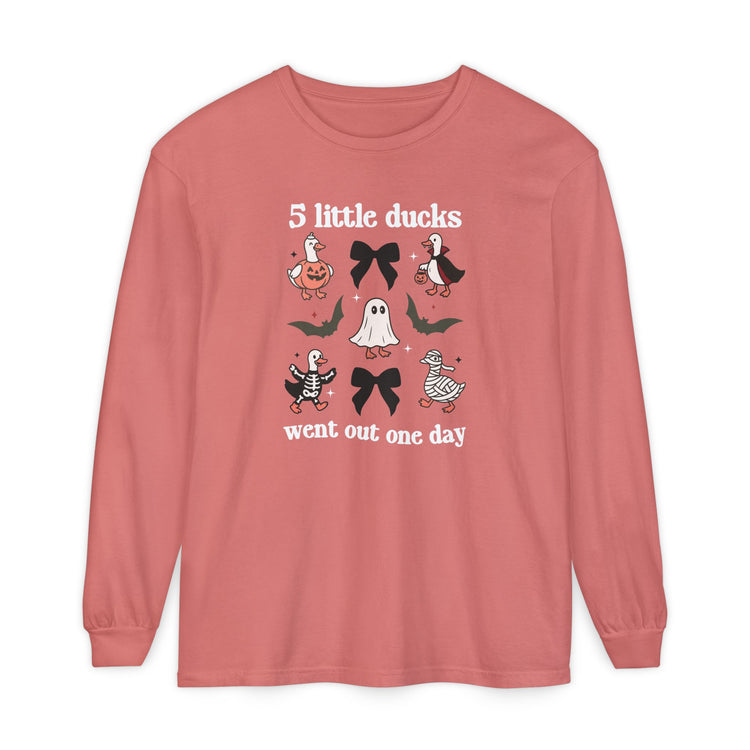 5 little spooky ducks long sleeve tee