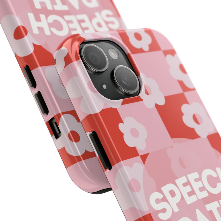 speech path red retro flower iPhone case