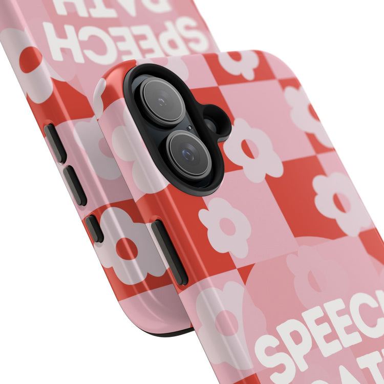 speech path red retro flower iPhone case