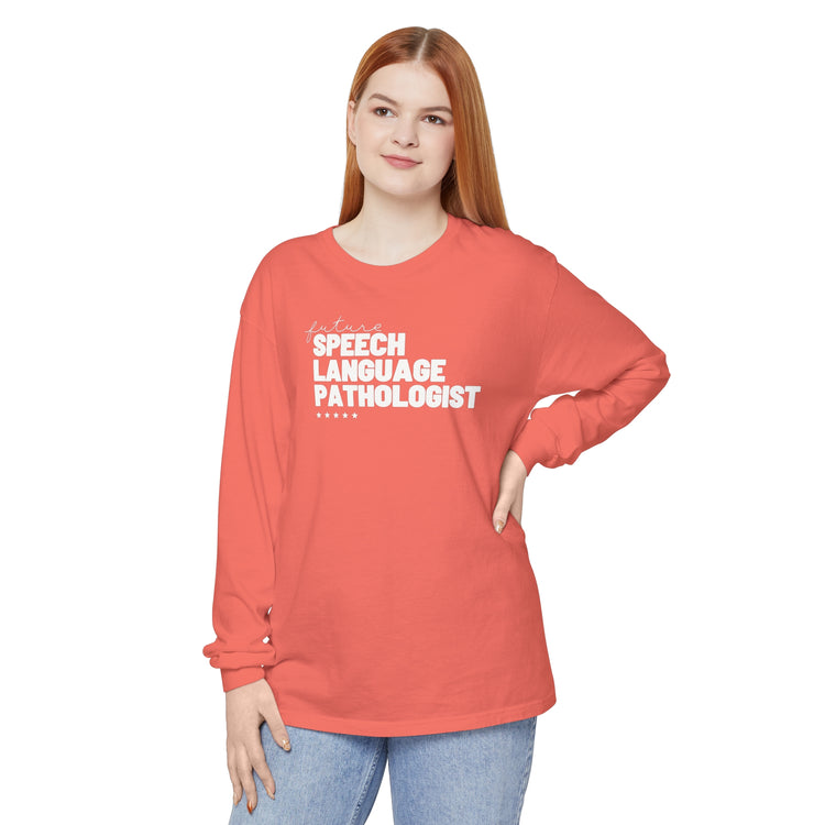 future speech language pathologist comfort colors long sleeve tee