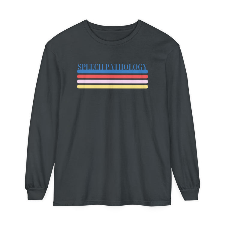 speech pathology colorful lines comfort colors long sleeve tee