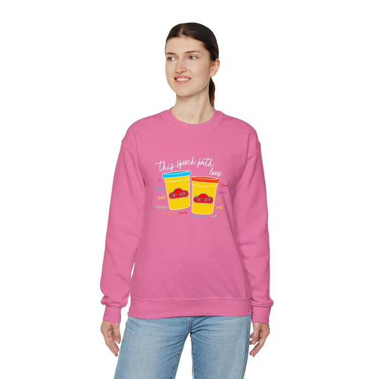 slp-doh speech path loves crewneck