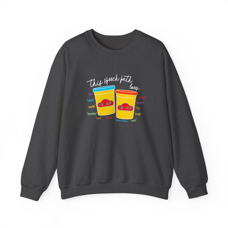 slp-doh speech path loves crewneck