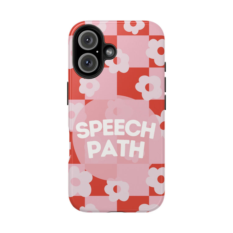 speech path red retro flower iPhone case