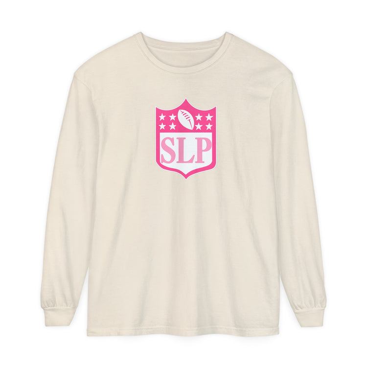 SLP football crest comfort colors long sleeve tee