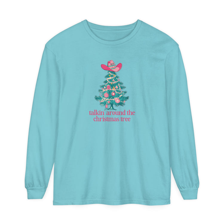 talkin' around the christmas tree comfort colors long sleeve tee