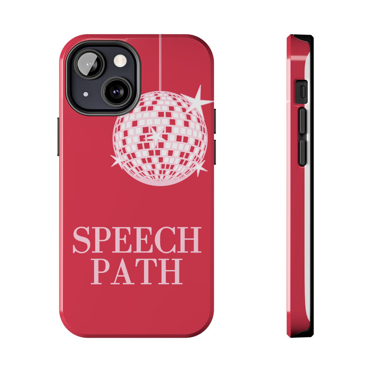 speech path disco ball red iPhone case