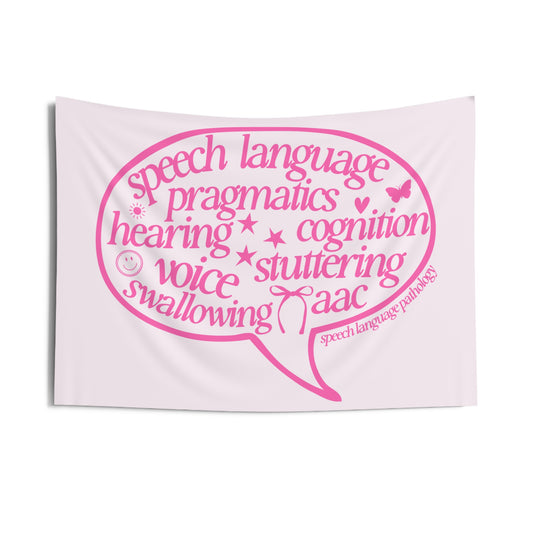 pink speech bubble scope wall tapestry