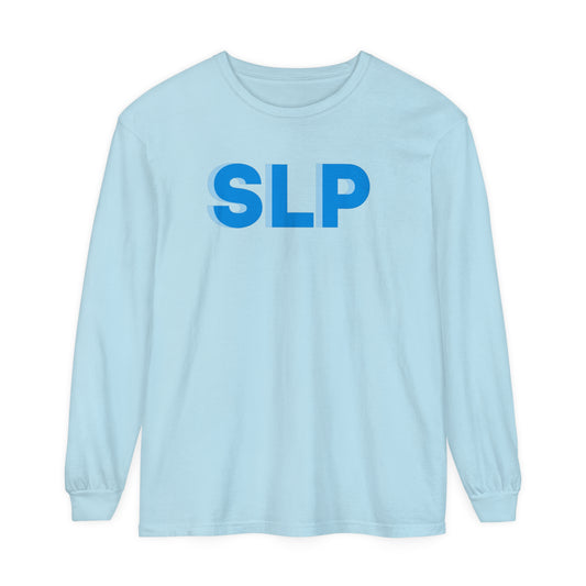 SLP block blue comfort colors long sleeve tee