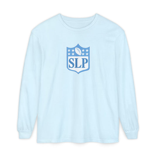 SLP football crest blue long sleeve tee