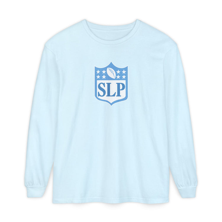SLP football crest blue long sleeve tee