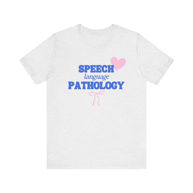 speech language pathology bow + heart short sleeve tee