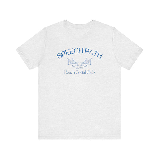 speech path beach chairs short sleeve tee