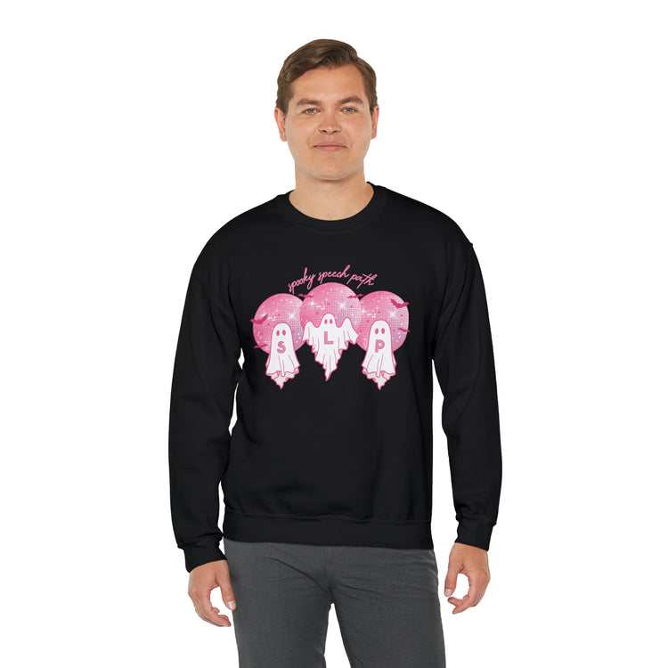 spooky speech pink disco ghosts crewneck