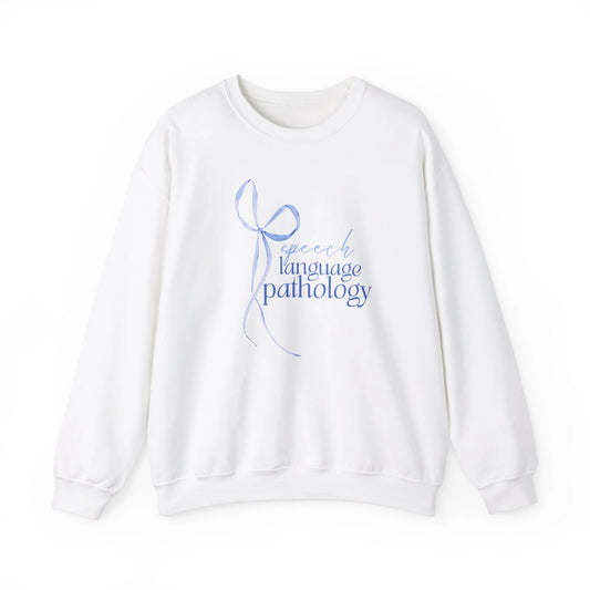 blue bow speech language pathology crewneck (sample sale)
