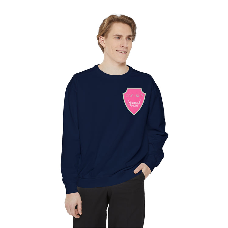 speech path ccc badge comfort colors crewneck