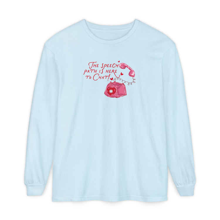 the speech path is here to chat phone long sleeve tee
