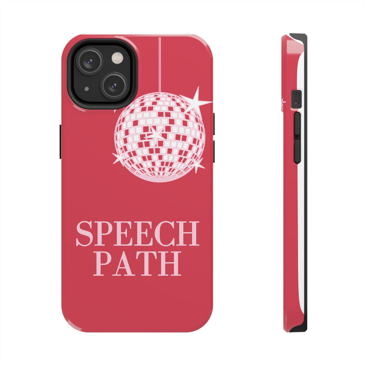 speech path disco ball red iPhone case