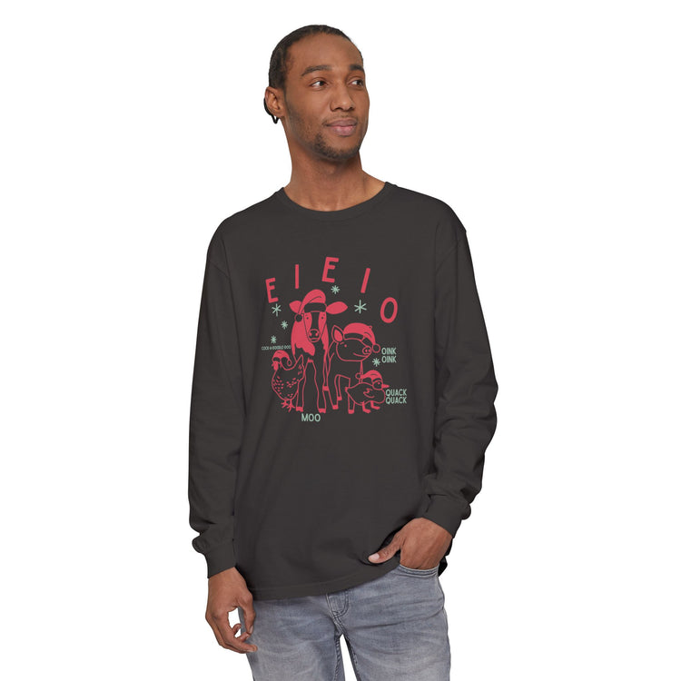 EIEIO holiday barn animals long sleeve tee