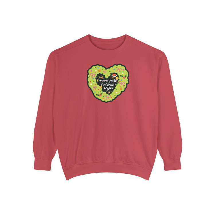 making speech spirits bright! comfort colors crewneck