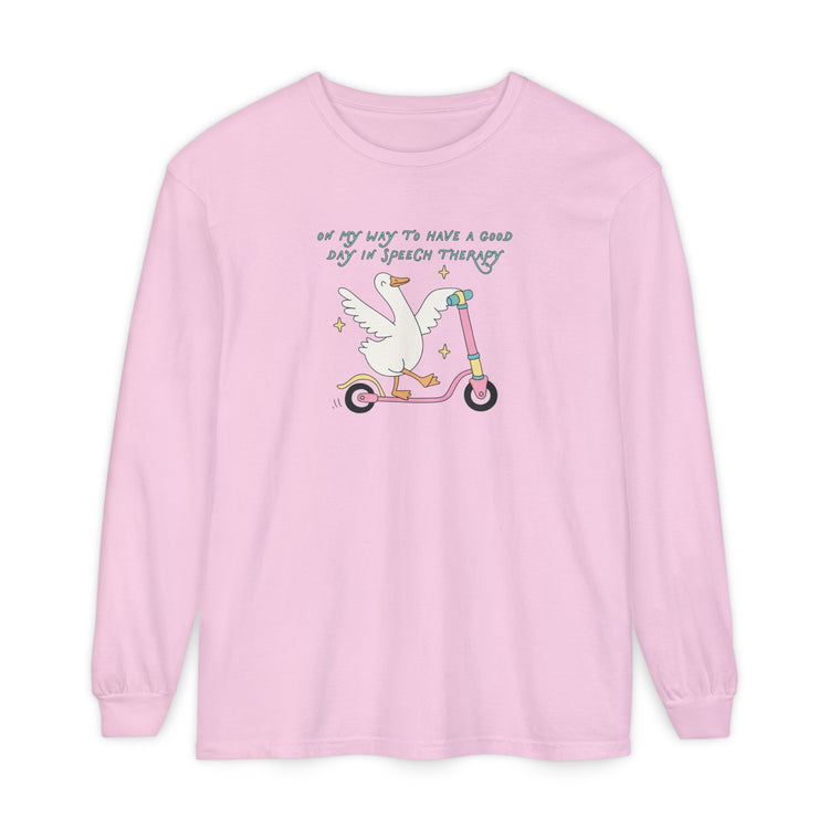 on my way to speech goose long sleeve tee