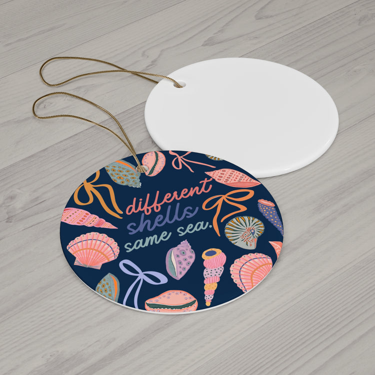 different shells same sea circle ornament