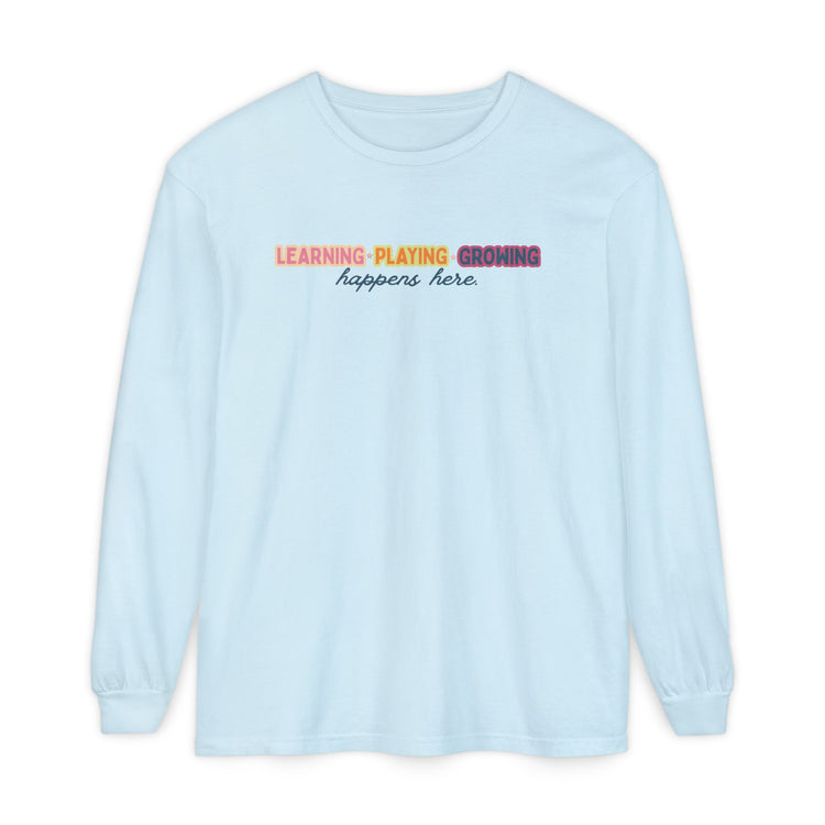 learning playing growing long sleeve tee