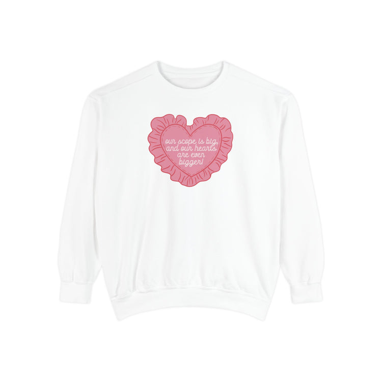 our scope is big heart pillow comfort colors crewneck