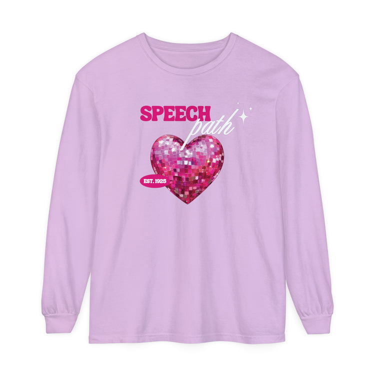 speech path disco heart long sleeve tee