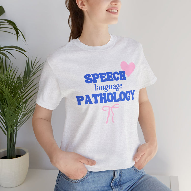speech language pathology bow + heart short sleeve tee