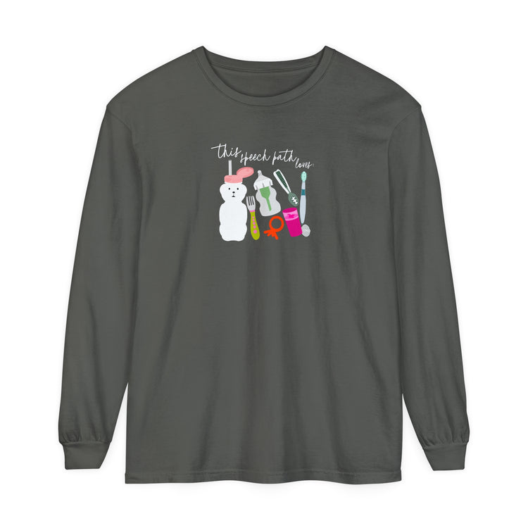 feeding speech path loves comfort colors long sleeve tee