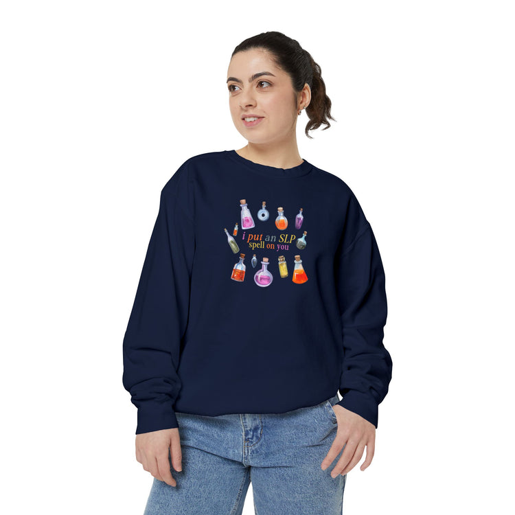 SLP spell on you comfort colors crewneck