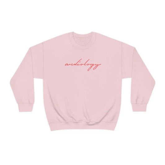 pink cursive audiology crewneck (sample sale)