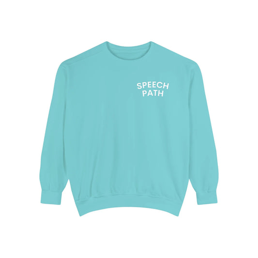 speech path corner comfort colors crewneck (sample sale)