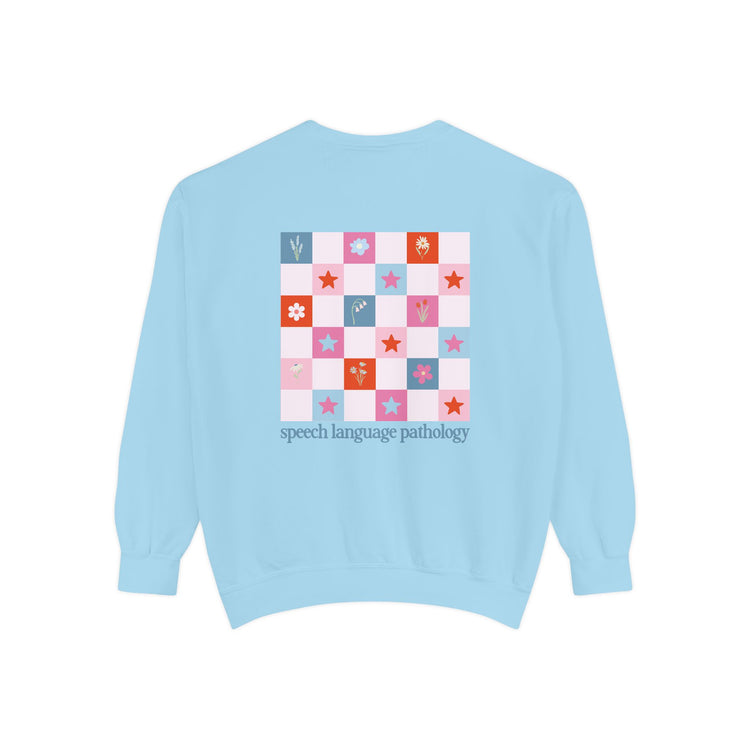 bloom in speech flowers comfort colors crewneck