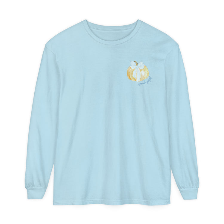 pumpkin bow speech path comfort colors long sleeve tee