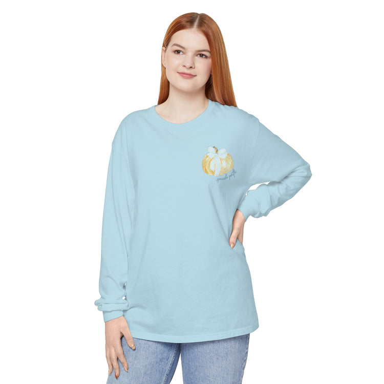 pumpkin bow speech path comfort colors long sleeve tee