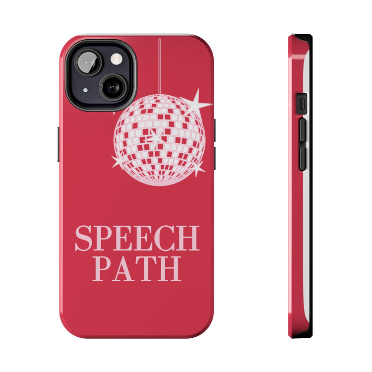 speech path disco ball red iPhone case