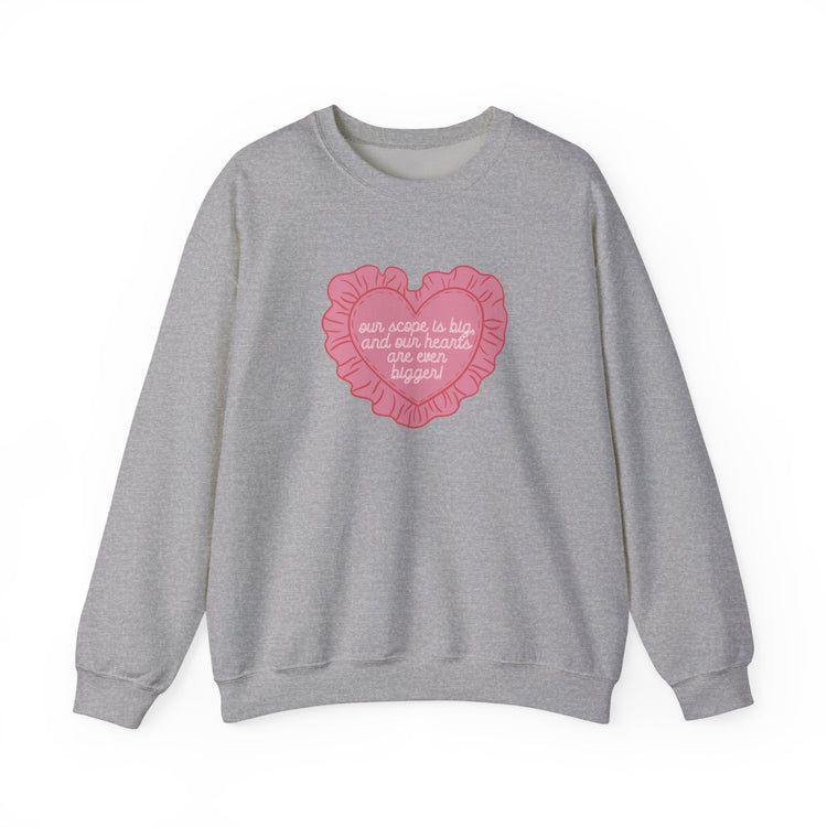 our scope is big heart pillow crewneck