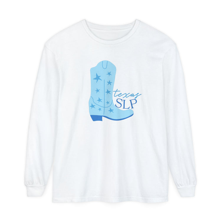 blue boot texas slp comfort colors long sleeve tee