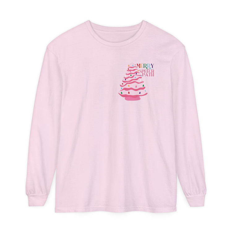 merry speech path ceramic tree comfort colors long sleeve tee