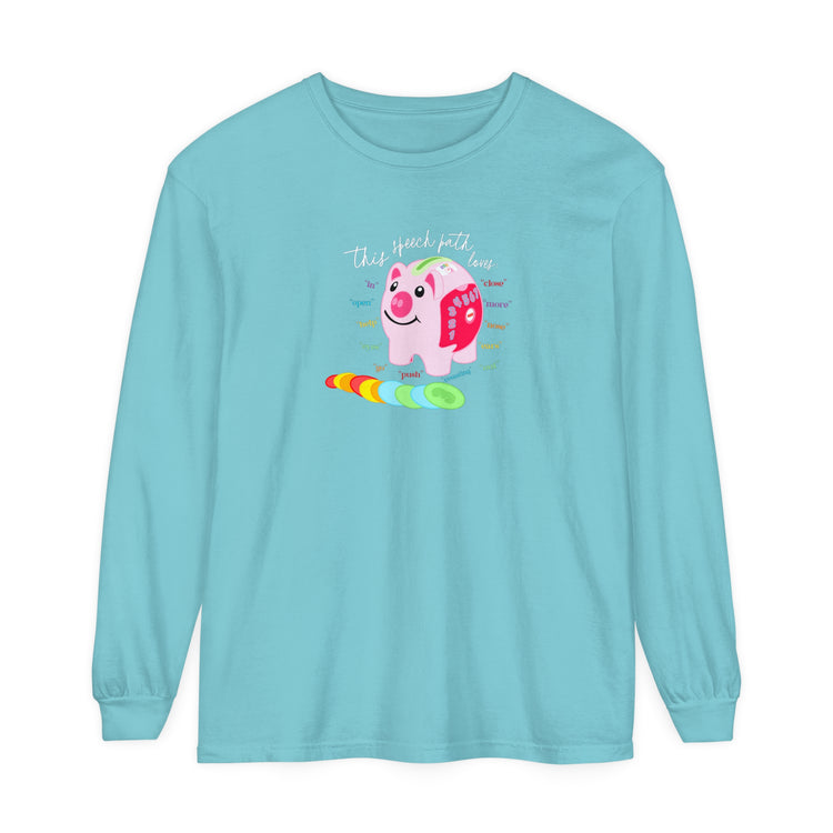 piggy bank speech path loves comfort colors long sleeve tee