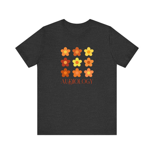 audiology fall flowers short sleeve tee
