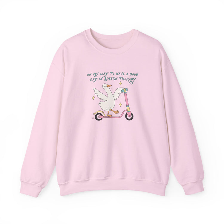 on my way to speech goose crewneck