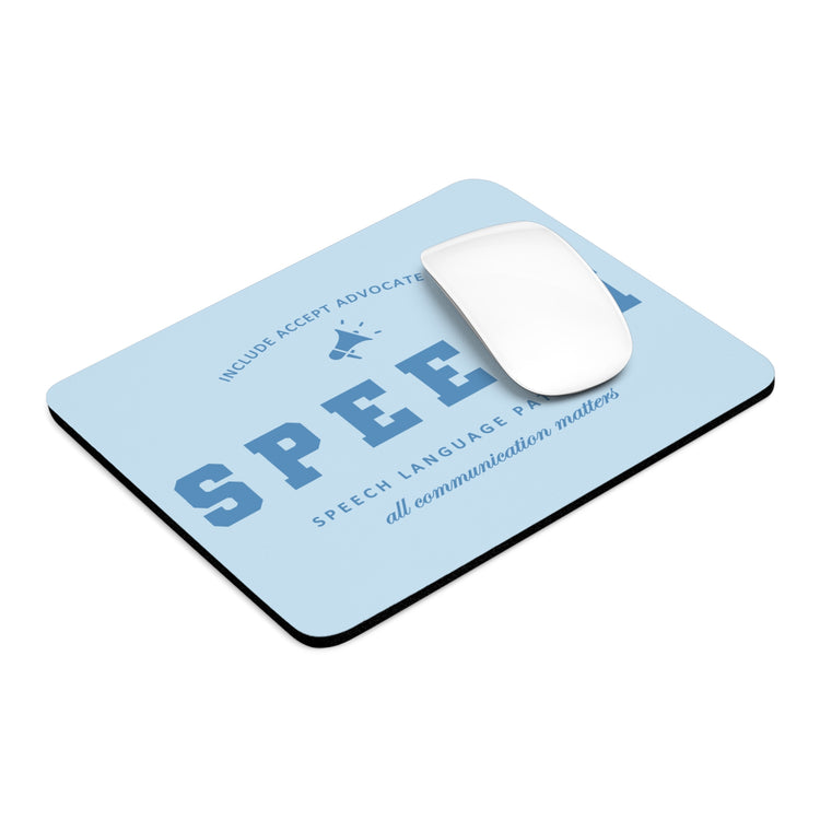 varsity speech blue megaphone mouse pad