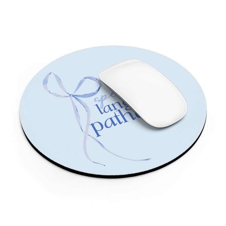 speech pathology blue bow mouse pad