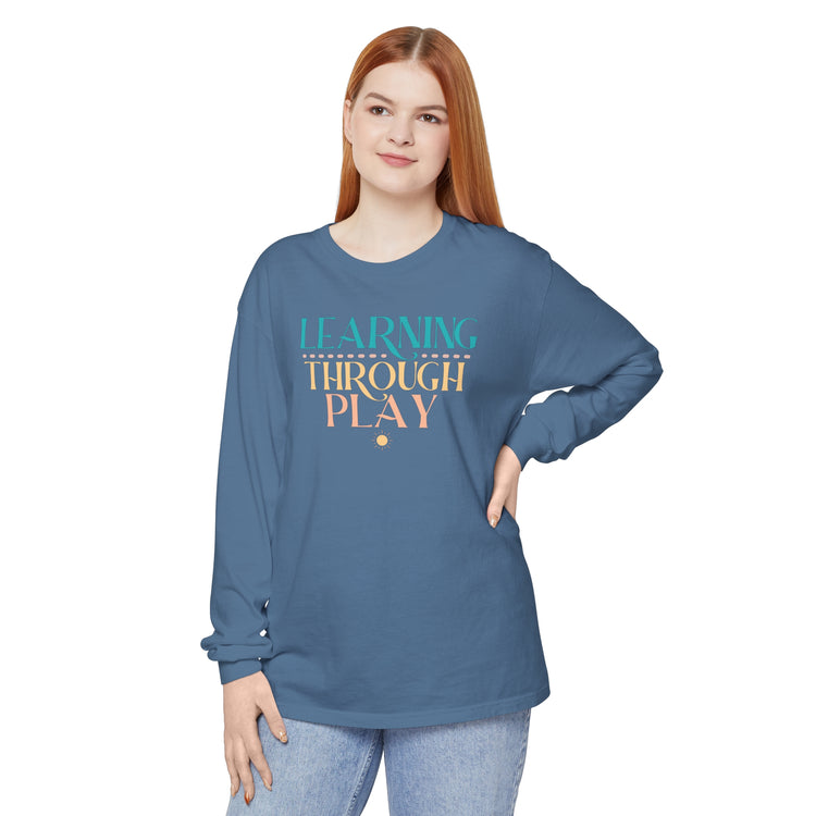 learning through play color comfort colors long sleeve tee