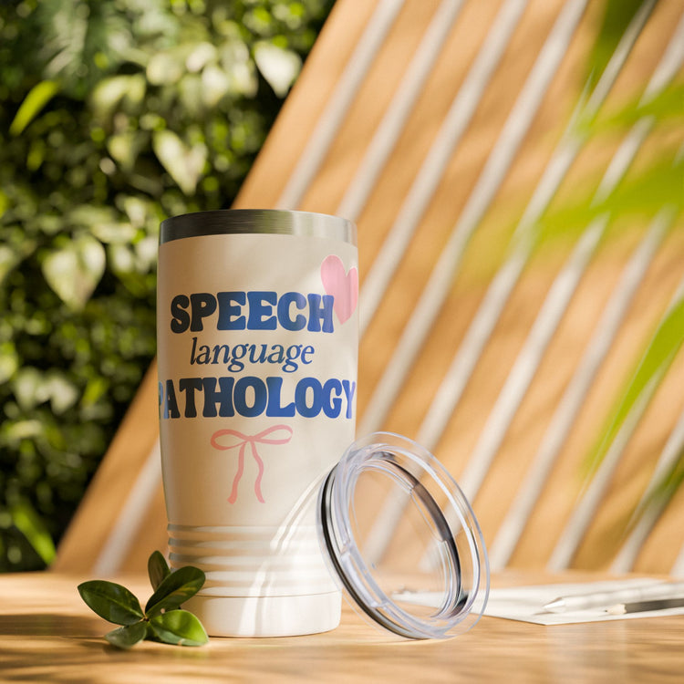 speech language pathology bow + heart  20oz insulated tumbler